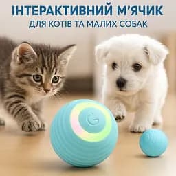 Інтерактивна іграшка м'яч кулька для кота з зарядкою Type-C, котяча розважалка, що рухається, розумний м'ячик для дресування кішок - мініатюра 6