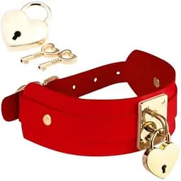 BDSM ошейник Kinky Diva Collar Me! Heart-Lock-Key Collar красный