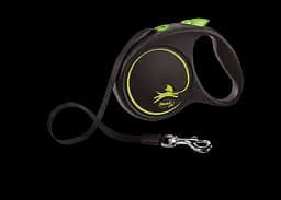 Повідець-рулетка Flexi Black Design S, стрічка 5 м, для собак до 15 кг, чорний із зеленим (FU12T5.251.S CG)