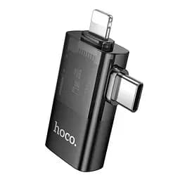 Переходник адаптер Hoco ua36e - iP male + USB-C male to USB female OTG 2 в 1 черно-прозрачный