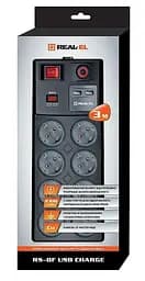 Мережевий фільтр RS-8F USB CHARGE 3m, black (EL122300004) - мініатюра 7