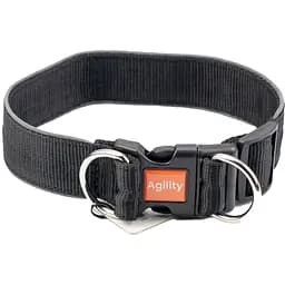 Нашийник для собак Agility нейлон зі світловідбивним кантом подвійний 47-51х4см чорний