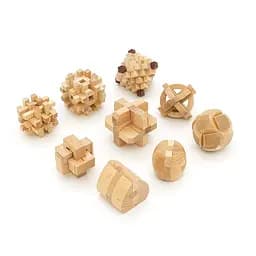 Набор 3D из 9-головоломок "Набор №4" + сумка для хранения дерево Размеры элементов 5.7-10 см 240х160х135 мм 0.915 кг