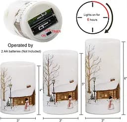 Безпламні мерехтливі свічки Eldnacele Snowman Christmas Deco з автоматичним таймером щоденного циклу, білі світлодіодні - мініатюра 5