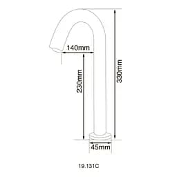 Кран сенсорный для умывальника HOTEC 19.131C-DC/AC (220V/6V), высота 330мм, с трансформатором, латунь Cold (19616)