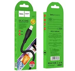 Кабель Hoco X61 Ultimate silicone charging data cable for Lightning Чорний - мініатюра 2