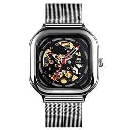 Чоловічий механічний годинник Skmei 9184 скелетон (Сріблястий)