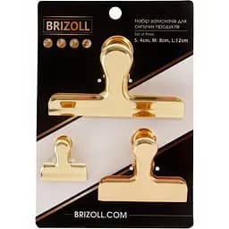 Набор зажимов для сыпучих продуктов Brizoll 3 шт. золотистый (815-039)