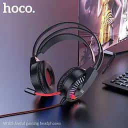 Ігрові навушники з підсвічуванням Hoco W105 LED Joyful Gaming Headphones чорно червоні - мініатюра 3
