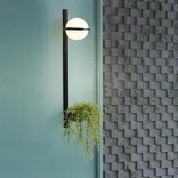 Бра у чорному видовженому корпусі із плафоном та підставкою 60х17 см Line F Арт. WB30/600 BK