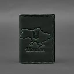 Шкіряна обкладинка для паспорта з мапою України зелений Crazy Horse - мініатюра 7