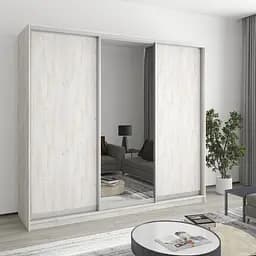 Шкаф-купе трехдверный MebelStar Стандарт AL 2ДСП/Зеркало 230x60x210 см Аляска серый (MBS-2961)