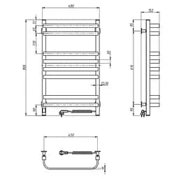 Електрична рушникосушка Navin Stugna 480x800 Sensor права чорний муар 12-028153-3680, Чорний матовий, Праве, Електронний - мініатюра 7