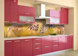 Кухонний фартух Метелики і Колоски для кухні наклейка ПВХ польові квіти Бежевий 60х200 см Happy Pocket Z180482 - мініатюра 3