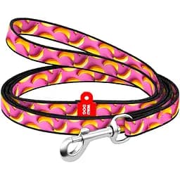 Повідець для котів та дрібних порід собак Waudog Nylon Банани на рожевому XS 122x1 см