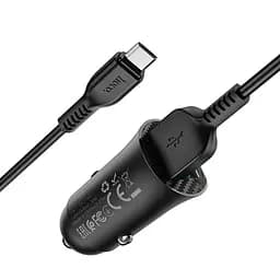 Набор зарядного автоадаптера Hoco Z39 + кабель Micro USB 2 юбки QC3.0 18вт черные