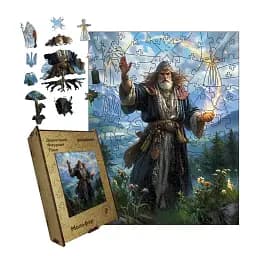 Дерев'яний фігурний пазл Мольфар, А2, Дерев'яна коробка 300+ елементів