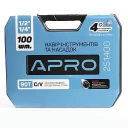 Набір насадок та інструментів Apro CrV 1/4" 1/2" 90Т 100 шт. 30412 - мініатюра 6