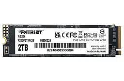 Твердотельный SSD-накопитель 2 ТБ, Patriot P320, PCI-E 3.0 x4, M.2 2280, 3D TLC, 3000/2200 МБ/с (P320P2TBM28)