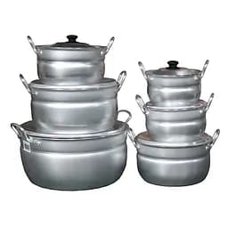 Набір із 6 сферичних матових алюмінієвих каструль з кришкою 1.6-2.4-3.4-4.5-6.4-8 л, Interos Сірий 87023