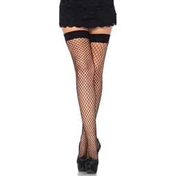 Панчохи-сітка Leg Avenue Fishnet Thigh Highs Black, дрібна сітка, One Size