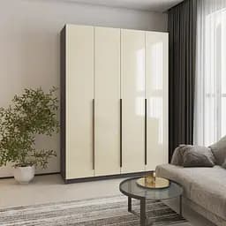 Шафа 4-дверна MebelStar Оскар Gloss BL-B, комплект полиць 160x52x220 см Антрацит/Альмонд (MBS-5277)