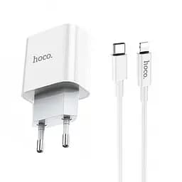 Мережевий зарядний пристрій 1Type-C Hoco C76A PD 20W White + Cable Type-C to Lightning