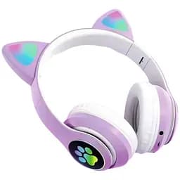 Бездротові дитячі навушники Cat Ear VZV-23M Bluetooth з котячими вушками бузкові