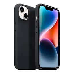 Кожаный чехол-панель для Apple iPhone 14, FAKE Leather Case, черный, искусственная кожа, премиум, противоударный, защита всего корпуса, с мягкой подкладкой, поддержка MagSafe и беспроводной зарядки, ArmorStandart (ARM64391) - мініатюра 3