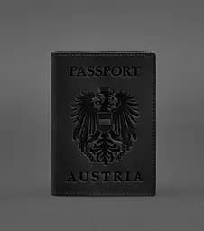 Кожаная обложка для паспорта с австрийским гербом черная Crazy Horse