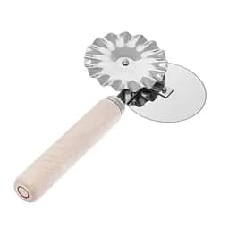 Багатофункціональний з'єднувальний ніж 2 в 1 для піци та тіста з роликом та дерев'яною ручкою 17.5 см, Kitchette 85666