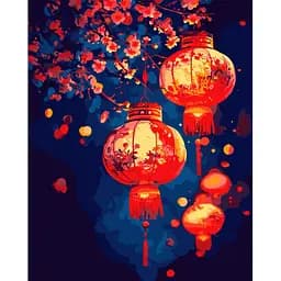 Картина за номерами Santi Японські ліхтарики 40х50 см з LED підсвіткою (955083)