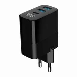 Зарядний пристрій Gembird 2хUSB-A (QC3.0 18W) + 1хType-C (PD20W) LCD black (TA-UC-PDQC30LCD-BK-02) - мініатюра 6