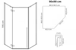 Душова кабіна Rea Diamond 90x90 black mat REA-K5622, Чорний матовий, Універсальна, прозорий - мініатюра 7