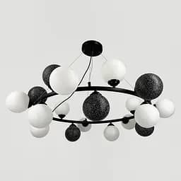 Кольцевая люстра HOLLY L с 21 черно-белыми плафонами на 12 ламп Ø 90 см | Line F | Ст. 1035/21 BK
