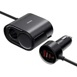 Автомобільний зарядний пристрій Baseus High Efficiency Pro 1-for-2 Car Cigarette Lighter 30W C00455300121-00 Black - мініатюра 2