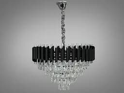 Стильна сучасна кришталева люстра на 9 ламп, чорний+хром