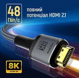 Кабель HDMI Colorway CB-HD088BK UHD v2.1 8K 48Gbit HDR Ethernet ARC 2 м - мініатюра 14