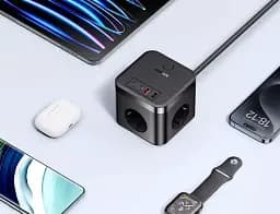 Мережевий зарядний пристрій Baseus Power Combo Cube Power Strip 3AC+2USB+2Type-C 30W 1.5m  E00066400117-00 Black - мініатюра 7