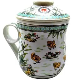 Чашка керамічна з ситечком Курчата 12х11х9 см