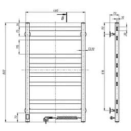 Електрична рушникосушка Navin Авангард 480x800 Sensor правобічна з таймером, матове золото 12-212033-4860, Золотий, Праве, Електронний - мініатюра 5