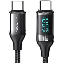 Кабель Usams SJ546 U78 Type-C To Type-C 100W PD Fast Charging Data Cable 1.2 м Черный