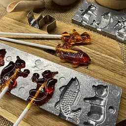 Форма для домашнего приготовления леденцов и конфет "Мишка, Рыбка, Белочка" + 10 палочек, ХЕАЗ Серебристый 85993