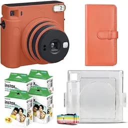 Подарунковий набір фотоапарат Fujifilm Instax Square SQ1, Фотопапір 80 шт, Прозорий чохол, Фотоальбом 80 фото Помаранчевий