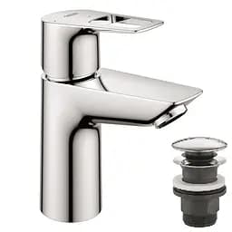 Смеситель для умывальника S-Size + нажимной донный клапан Grohe BauLoop New 23883001 Хром