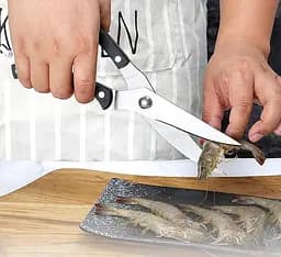 Кухонні ножиці секатор для м'яса птиці та риби з фіксатором 25 см, Kitchen Master Чорний 86401 - мініатюра 7