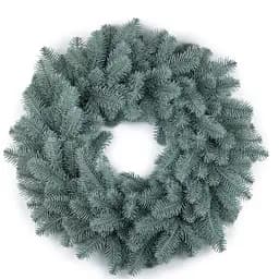 Вінок новорічний різдвяний Hvoya Premium з литої хвої блакитний 55 см