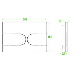 Панель змиву Koer KT-0604-05 240x160x10mm пластикова, кнопка закруглена KR5324, Чорний матовий - мініатюра 2