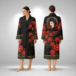 Кімоно жіноче з плюшевого велюру Red Camellia 29451 S