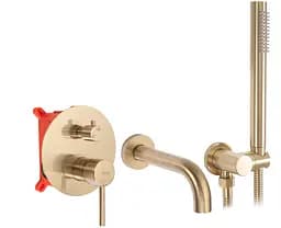 Змішувач для ванни Rea Lungo + Box прихованого монтажу brushed gold REA-B7503 Золотий
